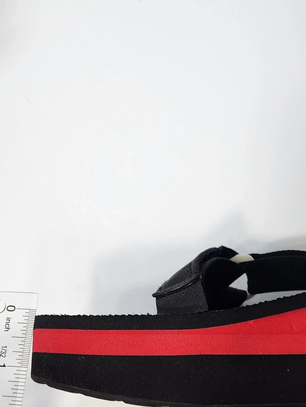 Teva Black Strappy Platform Sandals with Red Stripe - Picture 9 of 13